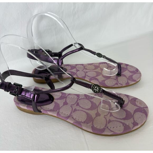 Coach Shirley Women’s 6.5 Purple Patent Leather Flat Thong Sandals - Picture 2 of 9